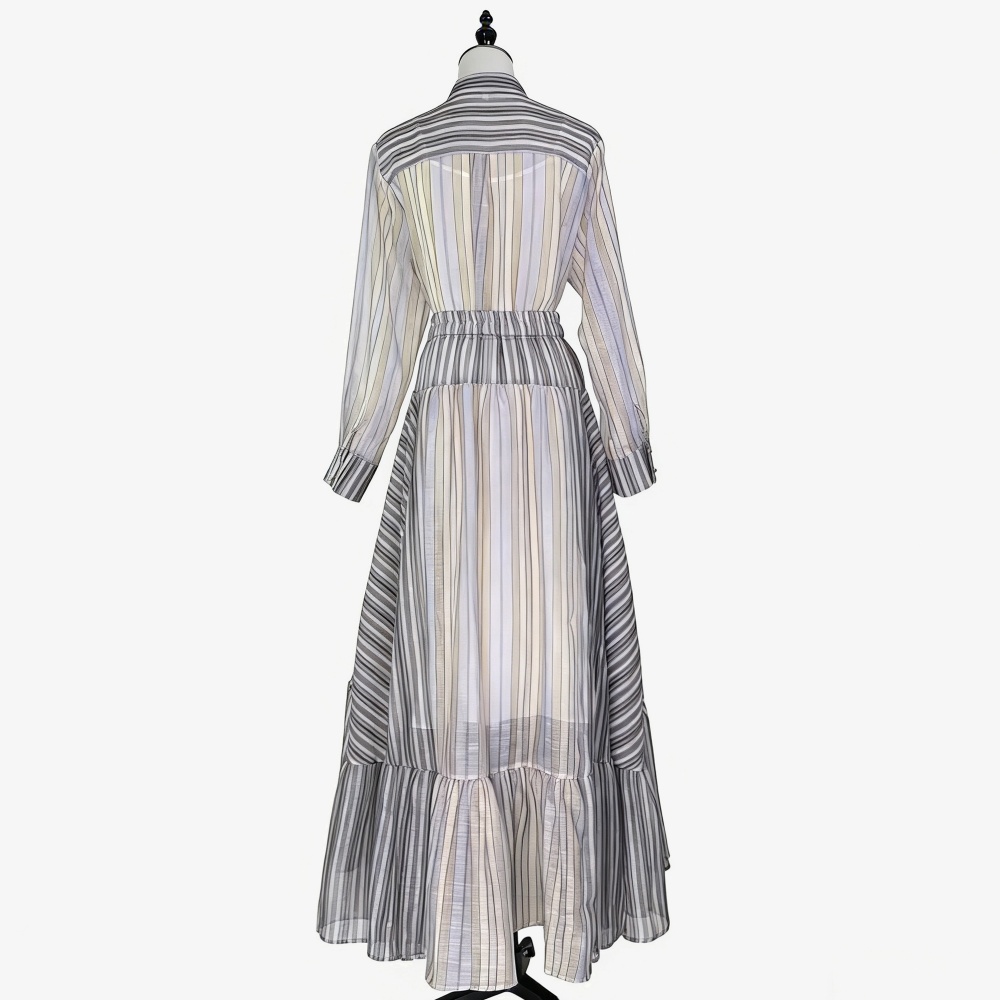 Summer single-breasted shirt lotus leaf skirt tops a set