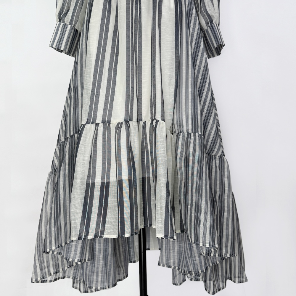 Summer single-breasted shirt lotus leaf skirt tops a set