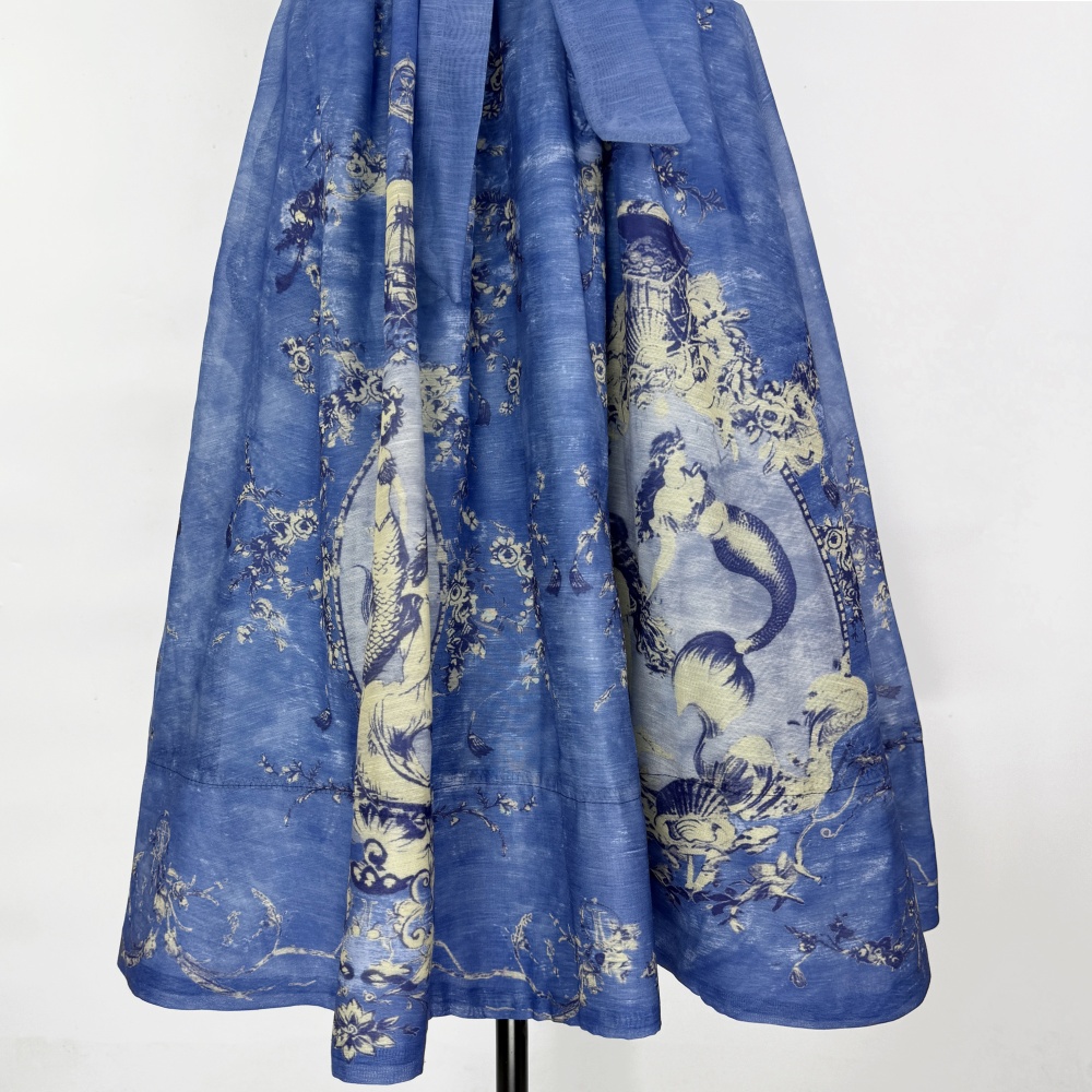 Sling European style dress pinched waist strap dress