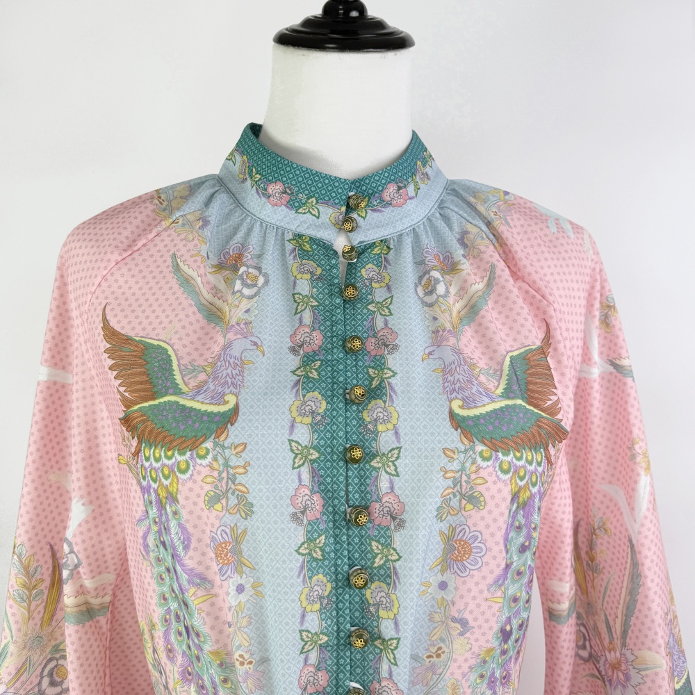 Pattern summer high waist tops niche flowers shirt 2pcs set