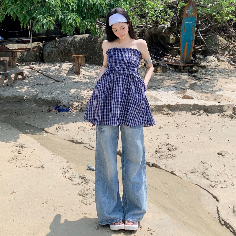 Wear Casual A-line skirt summer plaid tops