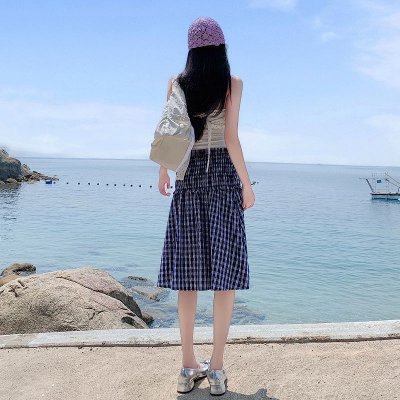 Wear Casual A-line skirt summer plaid tops
