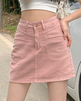 Denim retro short skirt A-line spicegirl skirt for women