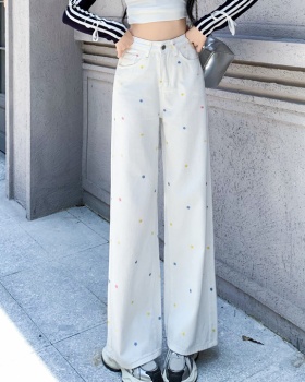 Mopping embroidery long pants American style pants