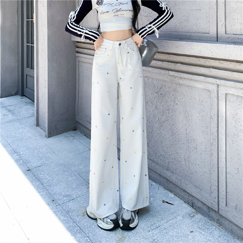 Mopping embroidery long pants American style pants
