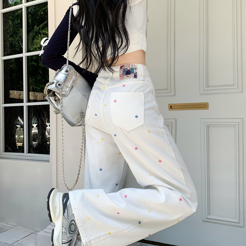 Mopping embroidery long pants American style pants