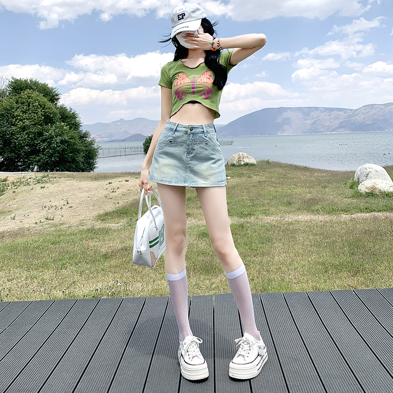 A-line all-match shorts high waist skirt for women