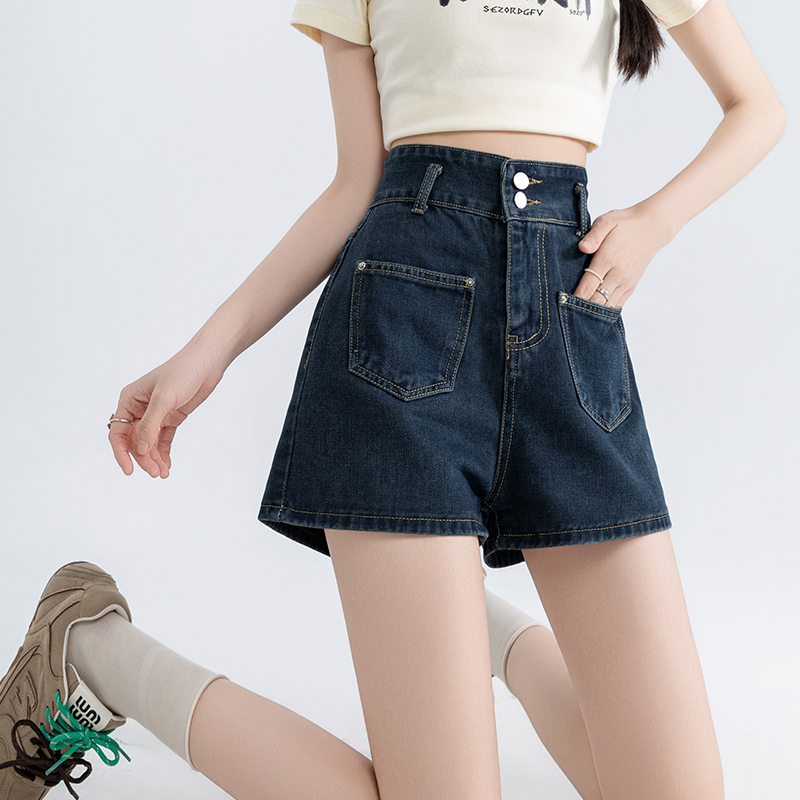 Loose summer short jeans wide leg retro shorts for women
