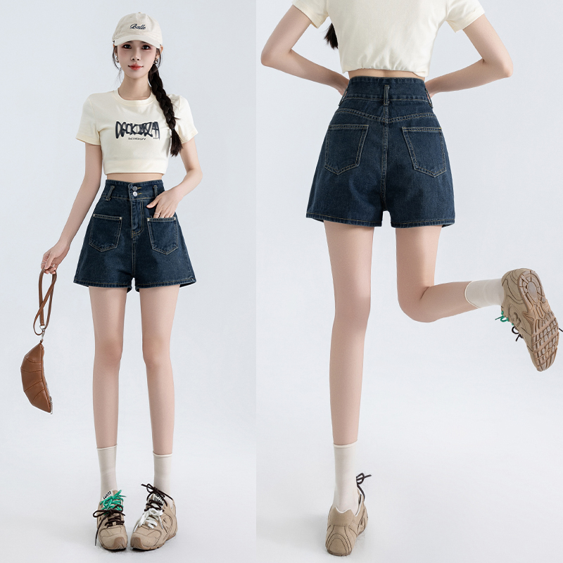 Loose summer short jeans wide leg retro shorts for women