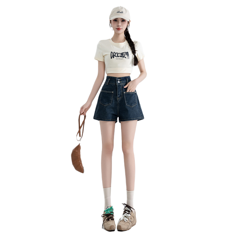 Loose summer short jeans wide leg retro shorts for women