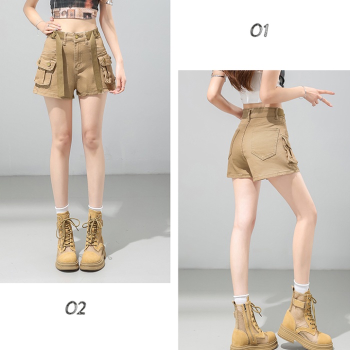 Package hip work pants elasticity short jeans for women