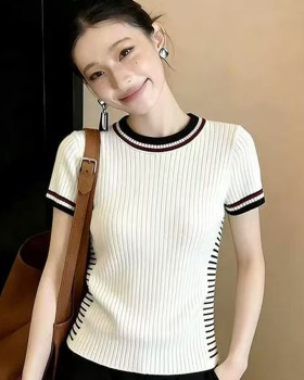 Slim knitted short T-shirt unique summer tops for women