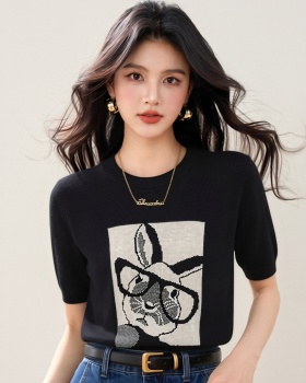 Rabbit Korean style tops cartoon thin T-shirt for women