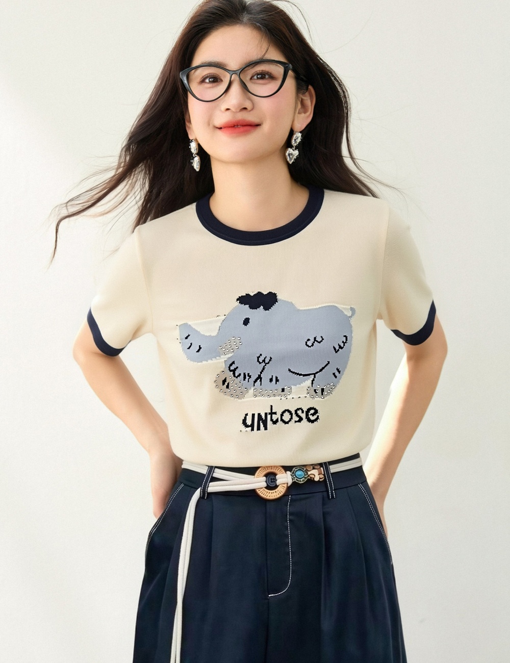 Western style jacquard rhinestone tops for women