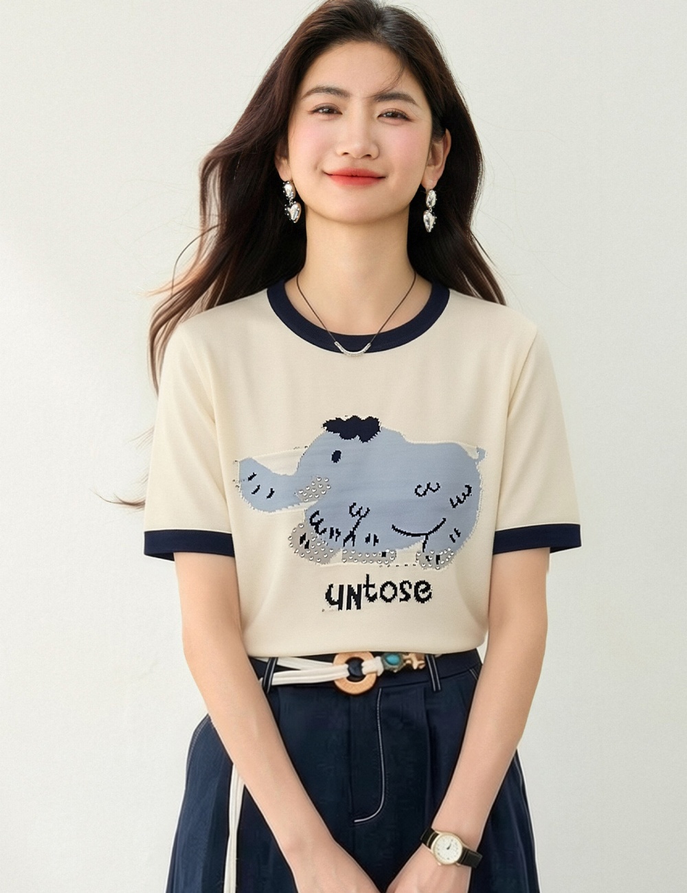 Western style jacquard rhinestone tops for women