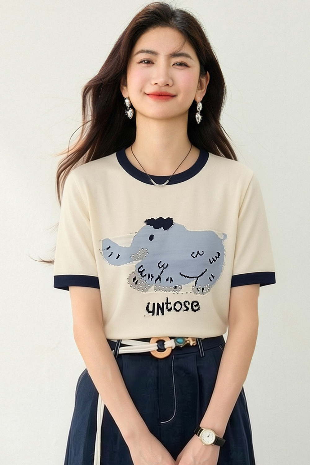 Western style jacquard rhinestone tops for women