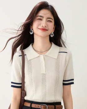 Mixed colors slim tops summer short sweater for women