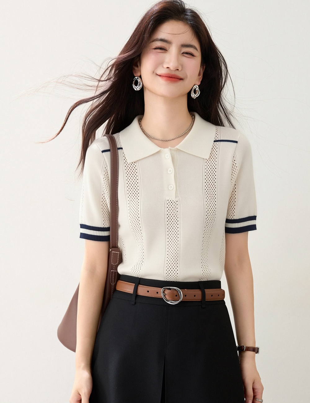 Mixed colors slim tops summer short sweater for women