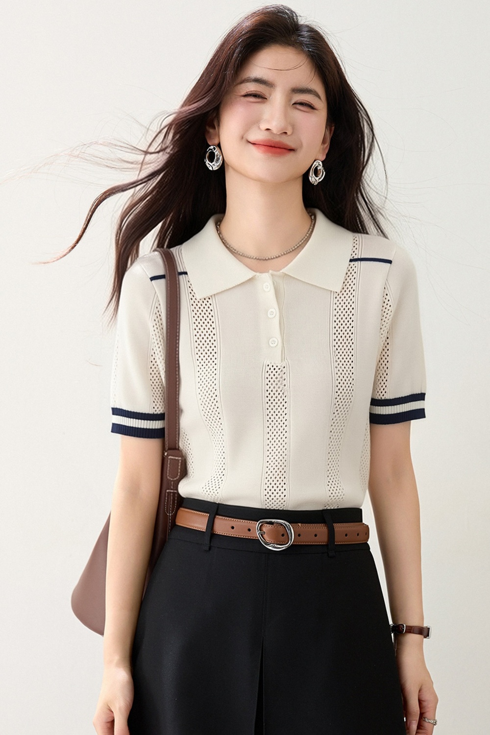 Mixed colors slim tops summer short sweater for women