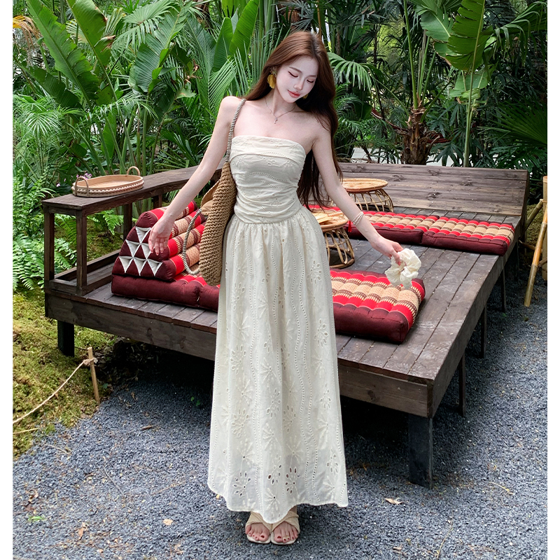 Summer France style dress hollow long dress for women