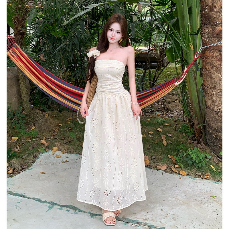 Summer France style dress hollow long dress for women