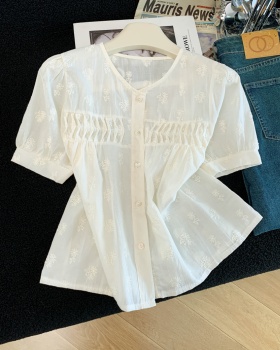 Western style short sleeve tops sweet summer shirt for women