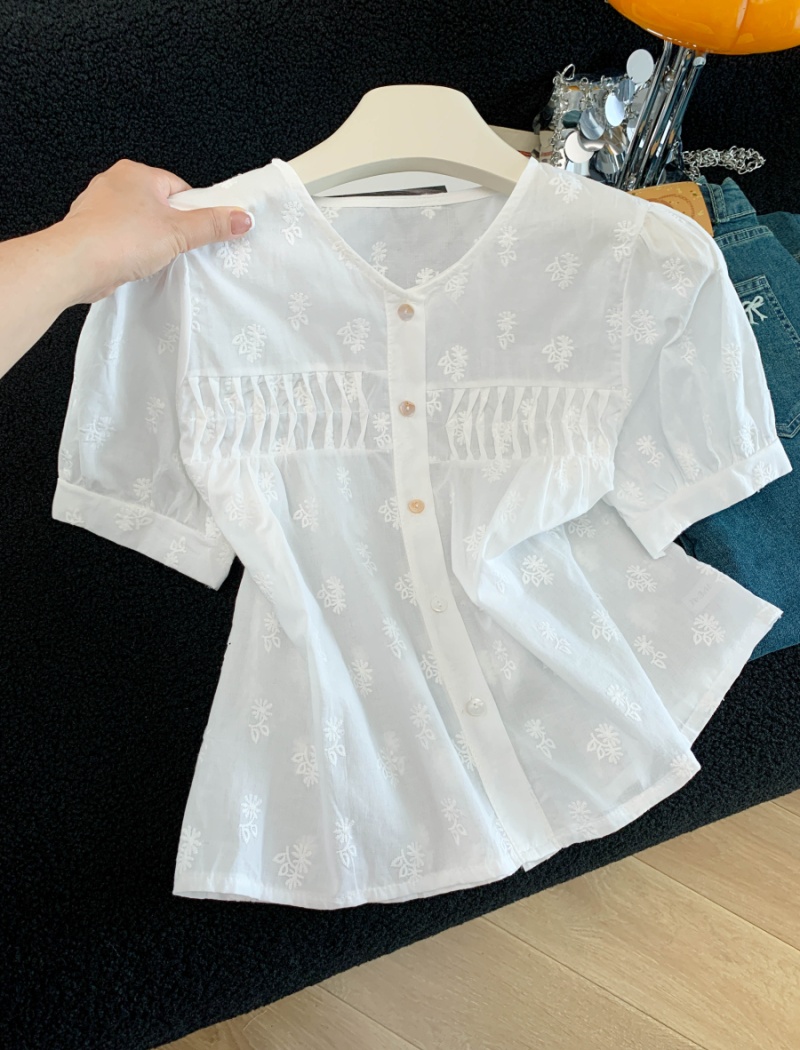 Western style short sleeve tops sweet summer shirt for women