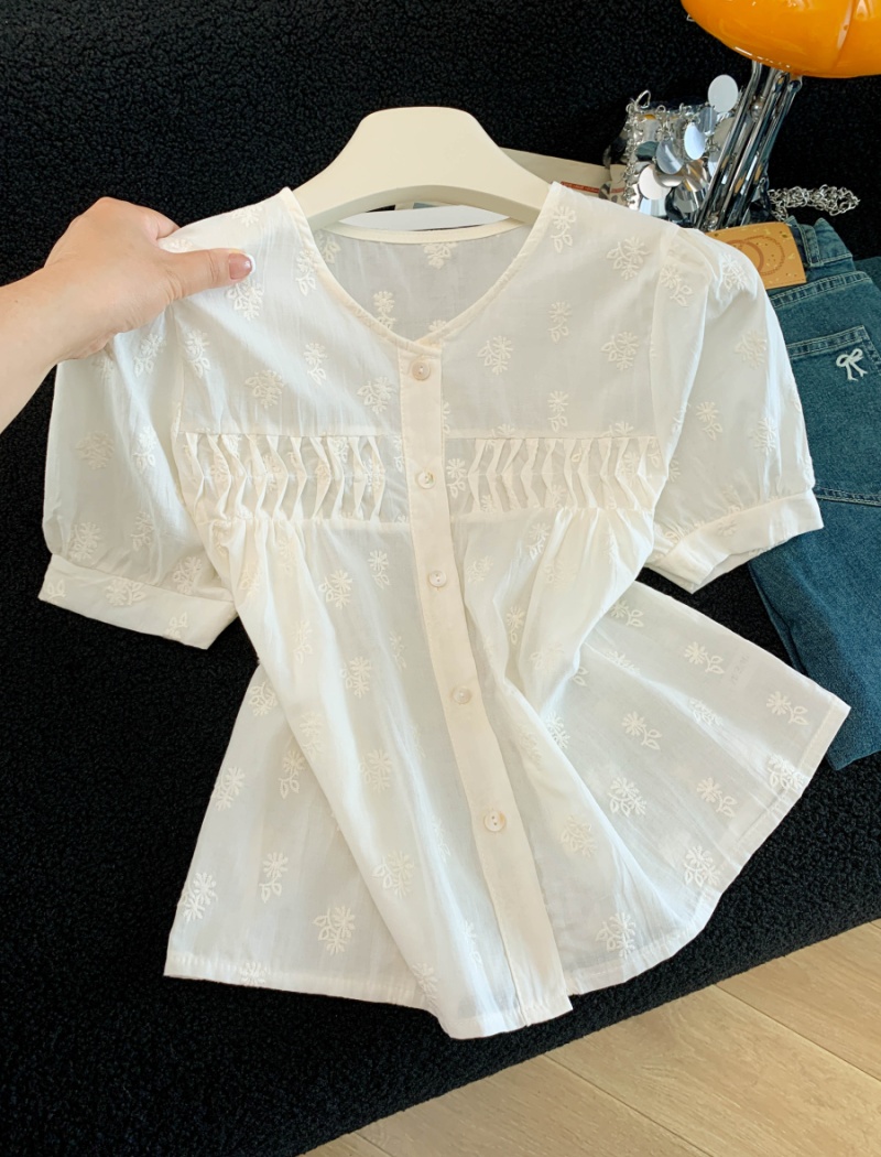 Western style short sleeve tops sweet summer shirt for women
