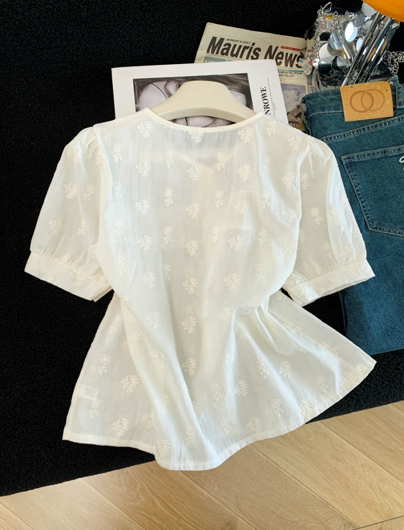 Western style short sleeve tops sweet summer shirt for women