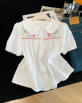 Sweet college style doll shirt face Western style summer tops