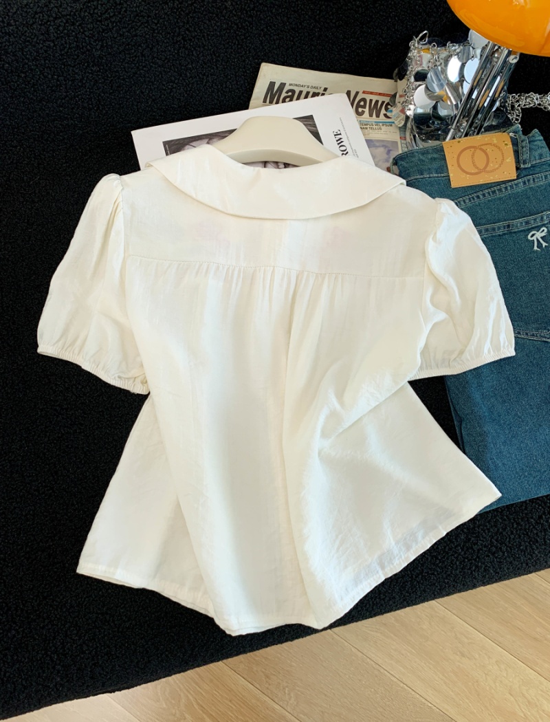 Sweet college style doll shirt face Western style summer tops