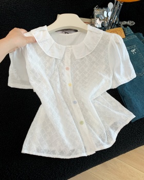 Short sleeve niche tops jacquard shirt for women