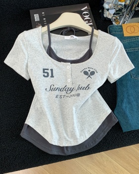 Spicegirl Pseudo-two tops printing fashion T-shirt for women