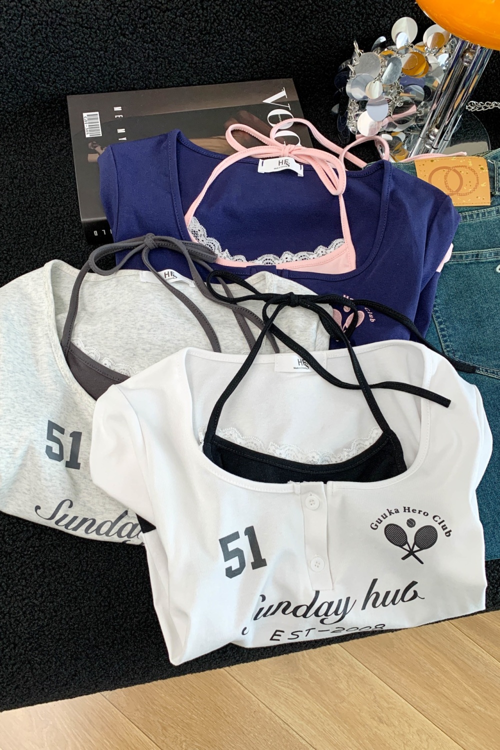 Spicegirl Pseudo-two tops printing fashion T-shirt for women