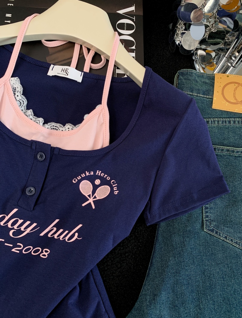 Spicegirl Pseudo-two tops printing fashion T-shirt for women