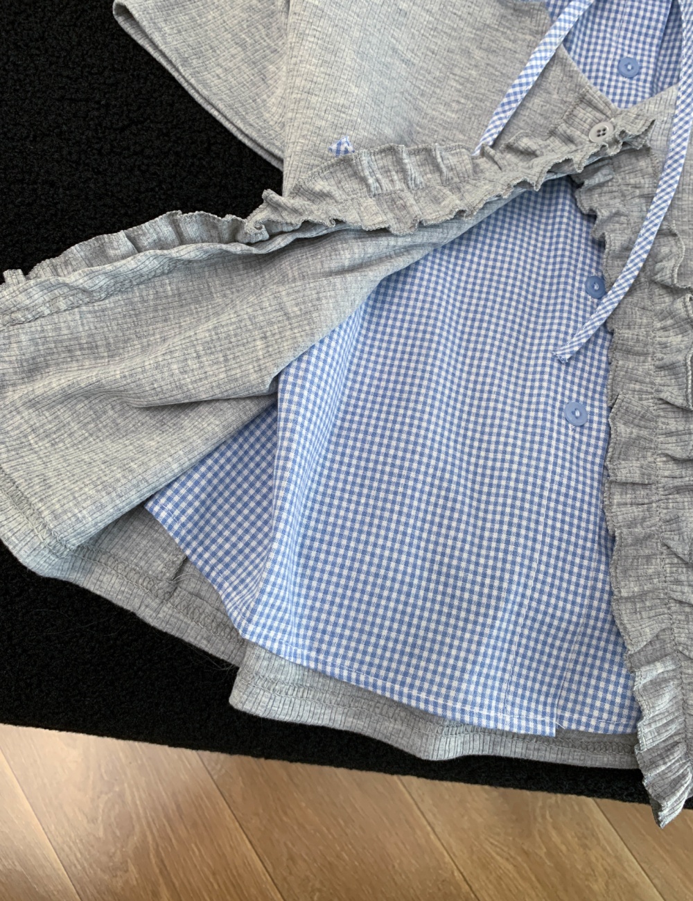 Pseudo-two Western style niche tops sweet splice T-shirt