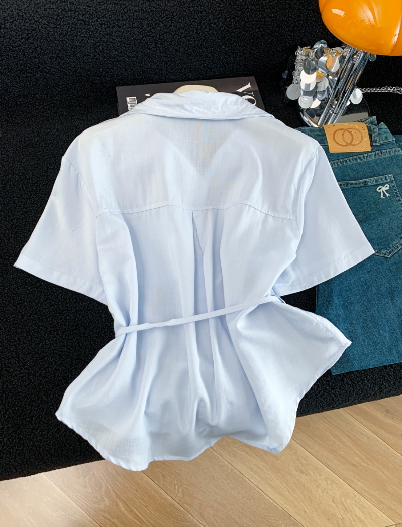 Fashion tops pinched waist shirt for women