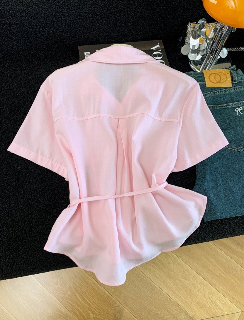 Fashion tops pinched waist shirt for women