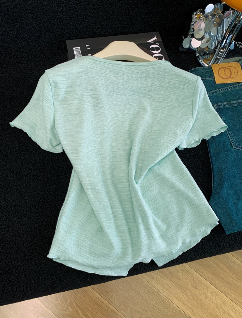 Western style sweet T-shirt all-match Pseudo-two tops