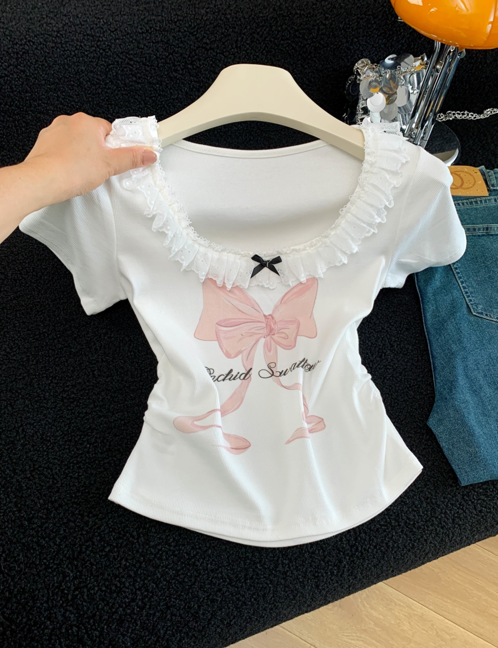 Summer slim tops printing Western style T-shirt for women