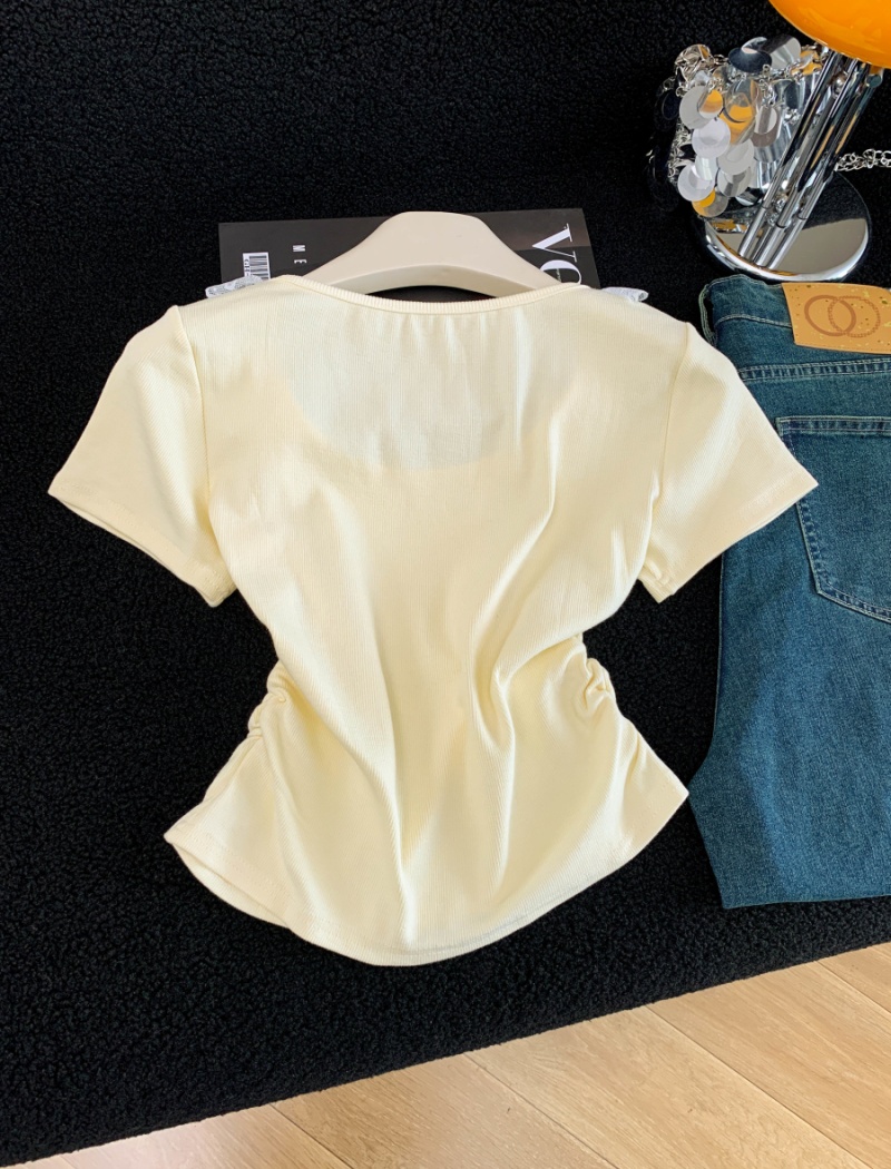 Summer slim tops printing Western style T-shirt for women