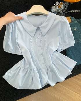 Short sleeve lace shirt fashion tops for women