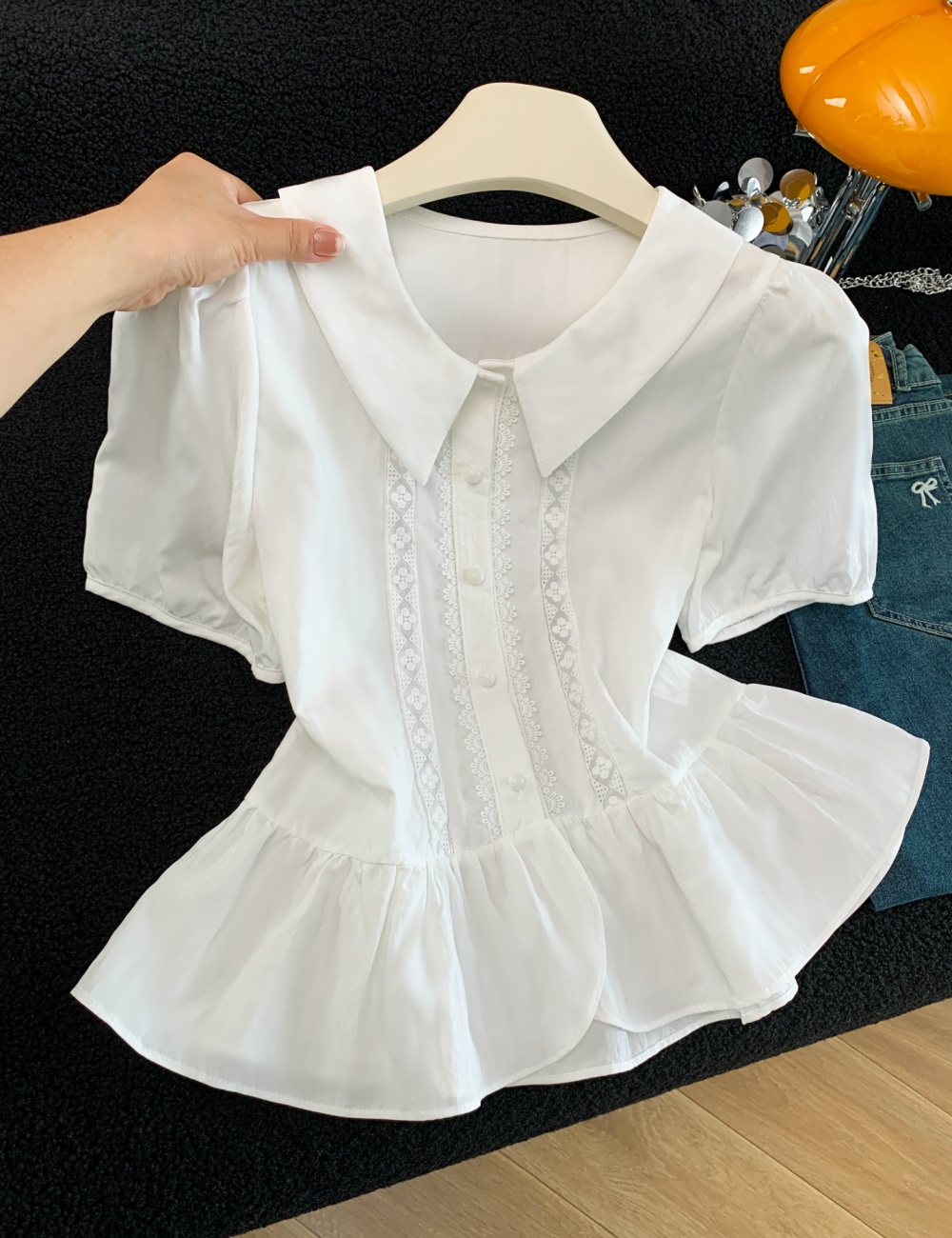Short sleeve lace shirt fashion tops for women