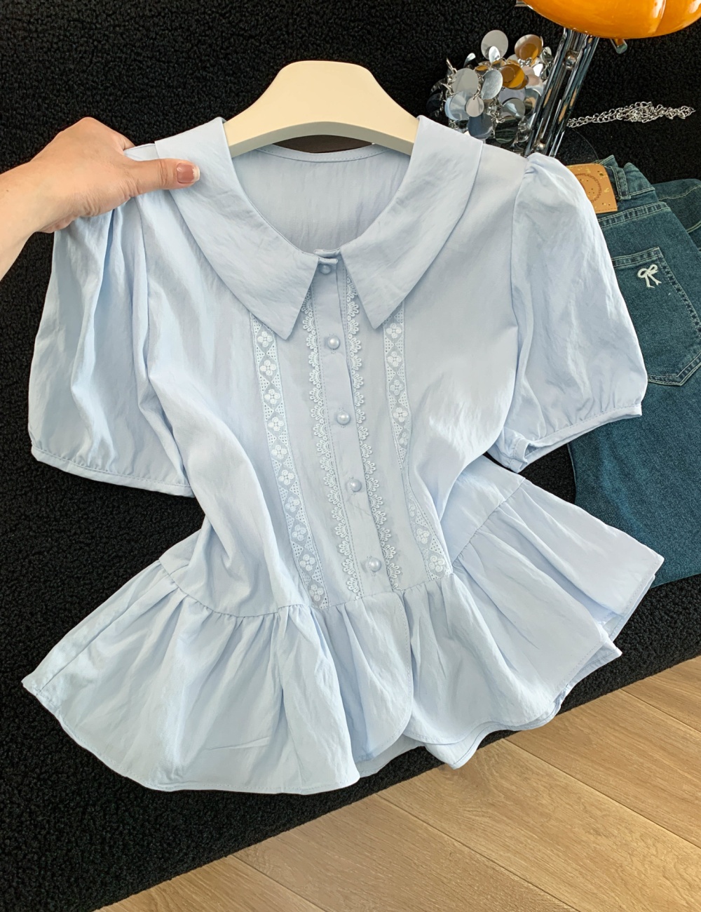 Short sleeve lace shirt fashion tops for women