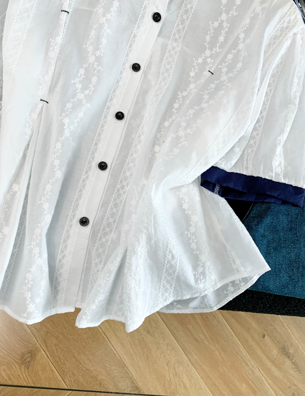 Jacquard short sleeve tops fashion all-match shirt for women