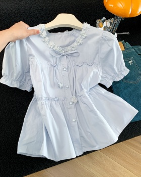 Pure cotton shirt short sleeve tops for women