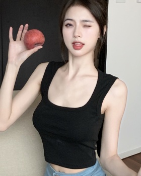 Short pure sling tops square collar basis vest