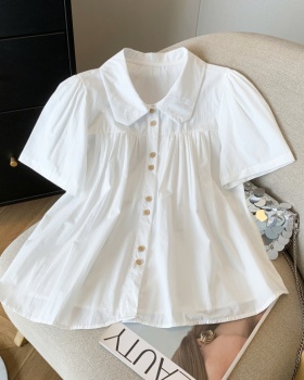 Short doll collar tops summer shirt for women