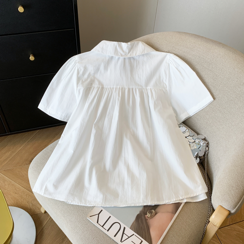 Short doll collar tops summer shirt for women