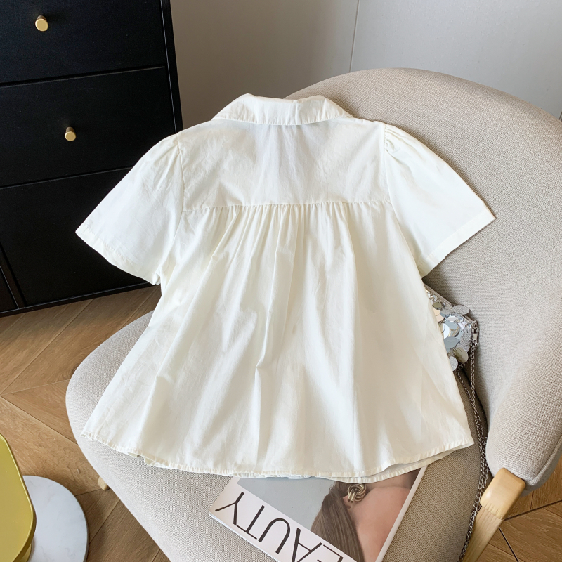 Short doll collar tops summer shirt for women